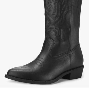Black Leather Western Boots